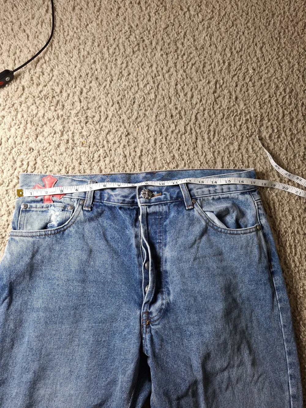 Chrome Hearts Inspired Cross Patch Flared Pink Red Leopard Y2K Denim Jeans 34
